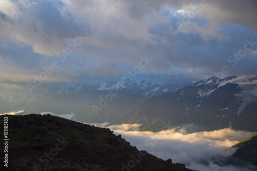 Fototapeta Naklejka Na Ścianę i Meble -  Walking of the mountains of the Elbrus region