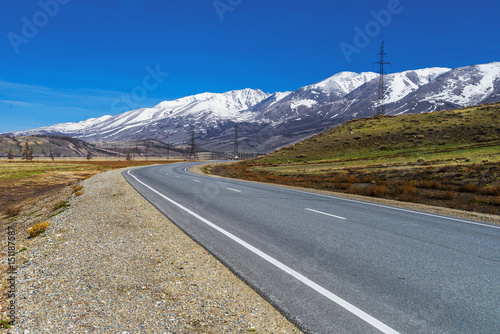 Highway in snowy mountains