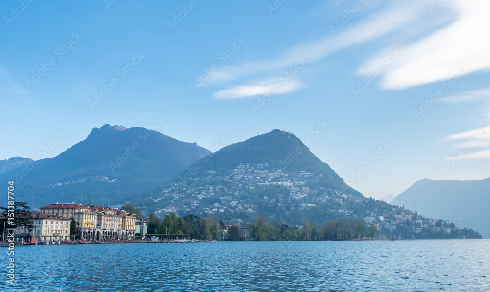 Lake Lugano scene in Switzerland