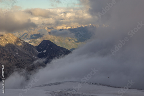 Panoramic view of Elbrus mountain