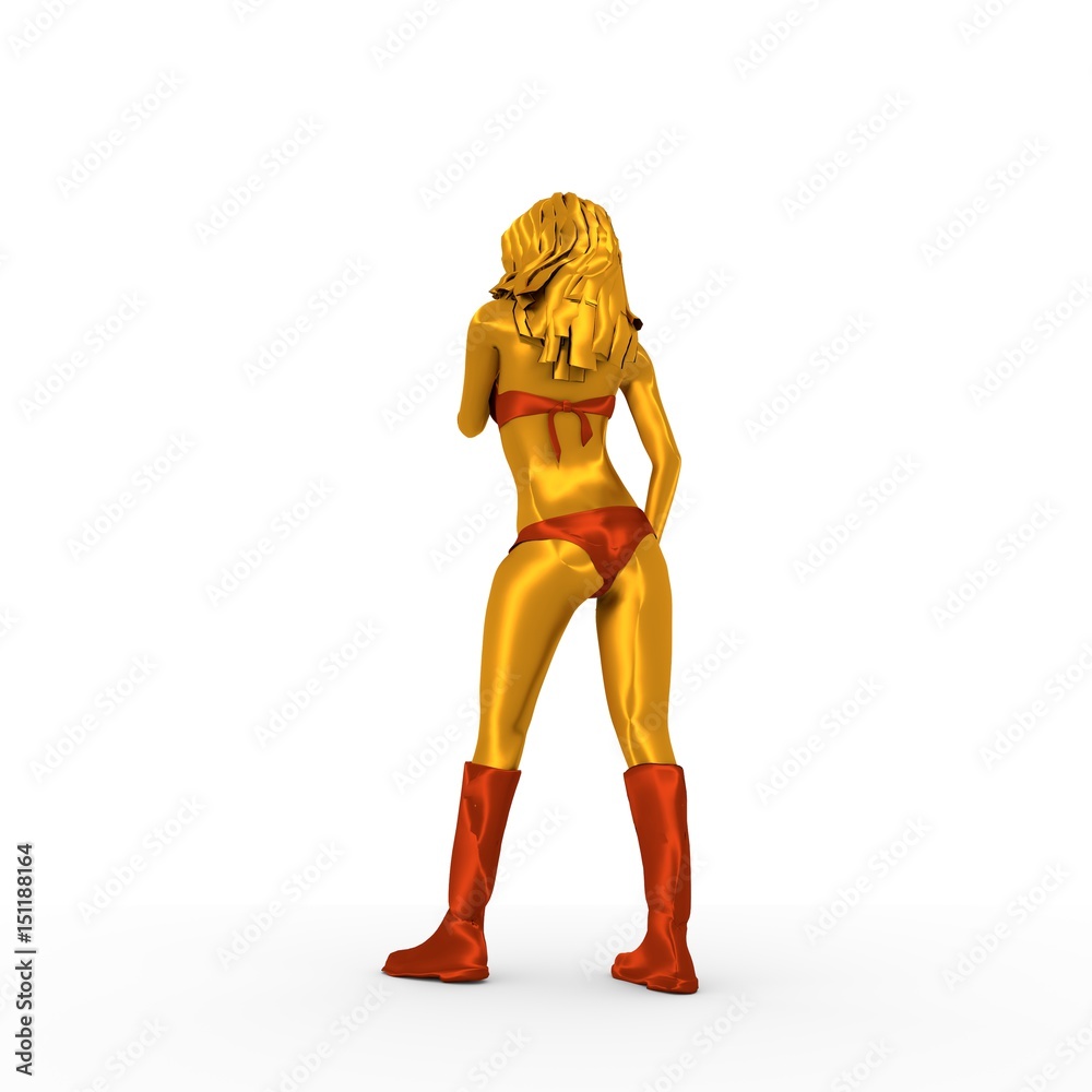 Female mannequin poses erotic, sexy design. 3D rendering. Metallic material Female mannequin poses erotic, sexy design. 3D rendering. Metallic material