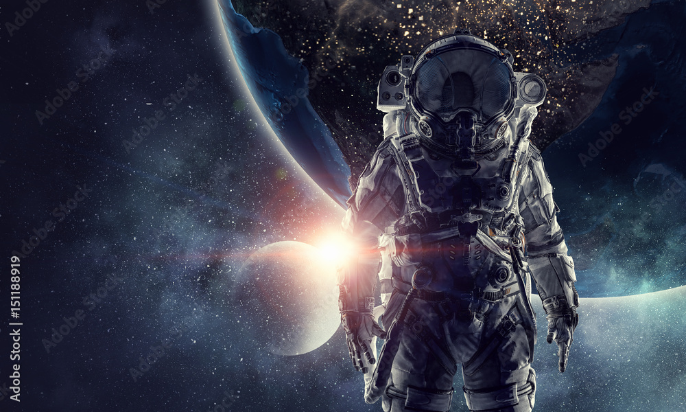 Astronaut in outer space. Mixed media Astronaut in outer space. Mixed media