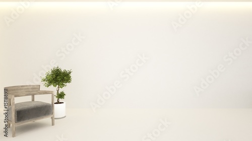 Relax space white background interior decoration - 3D Rendering