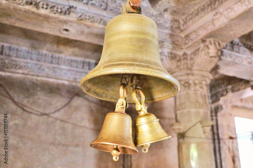 Giant brass bell outside Hindu temple in Mount Abu, Rajasthan