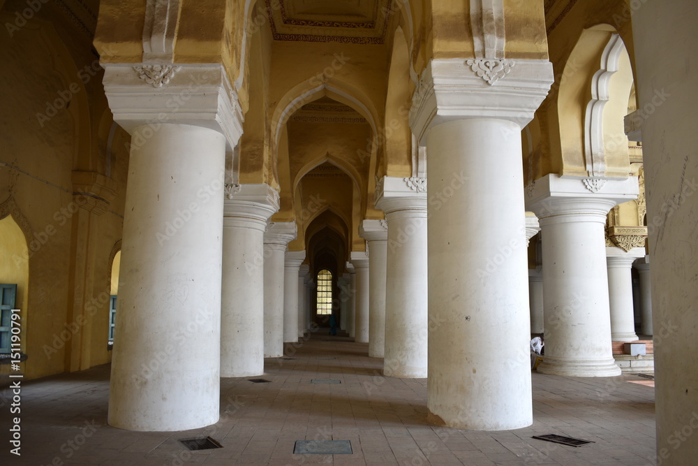 Madurai, Tamilnadu - India - March 21, 2017 - Inner view of Thirumalai Palace
