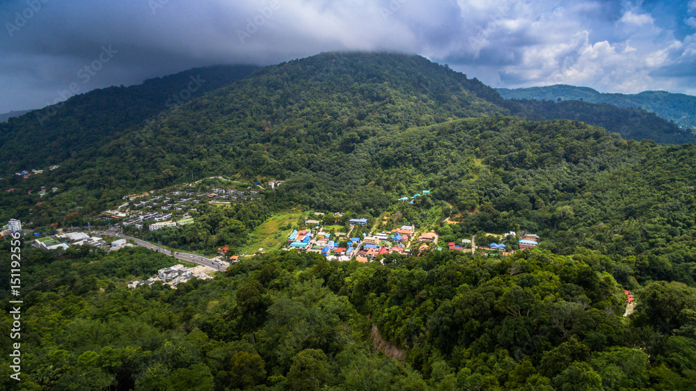 aerial photography at Patong beach in panorama