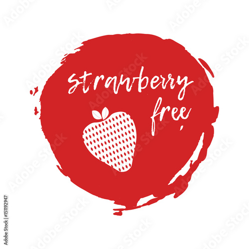 Strawberry Free Label. Food intolerance symbols. Vector illustration