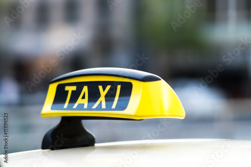 German taxi sign. Selective focus