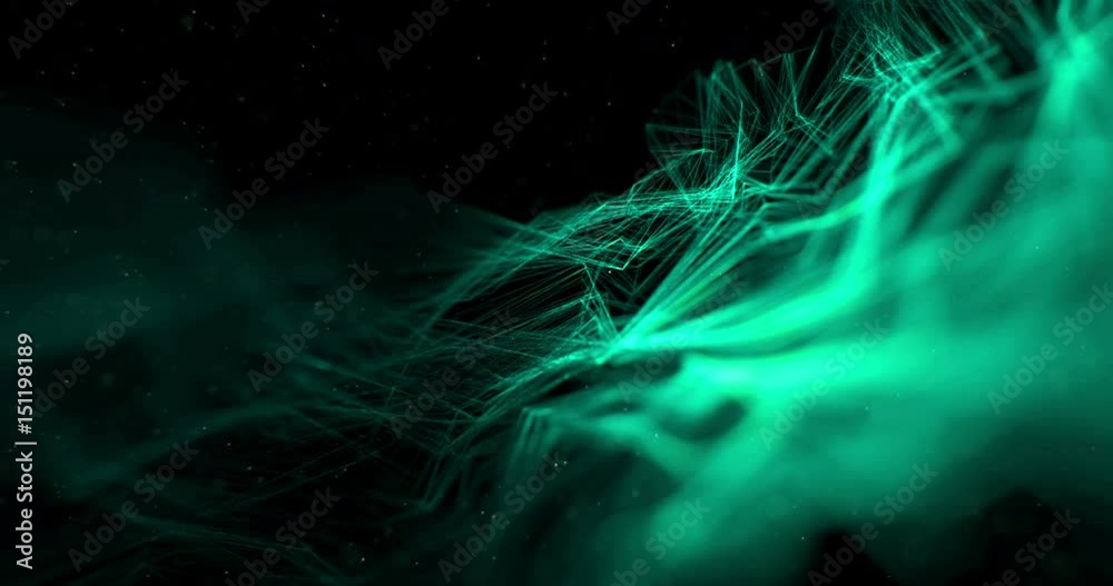 abstract stream wave array colorful glitter sparkle green lines with particles on black background technology concept abstract stream wave array colorful glitter sparkle green lines with particles on black background technology concept