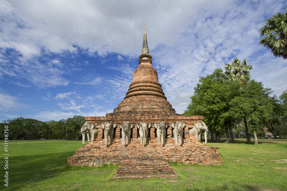 Wat Chang Lom in Sukhothai Historical Park is a historic site,Sukhothai,Thailand