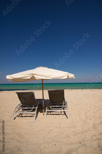 Empty Beach Chairs in Miami Beach Florida