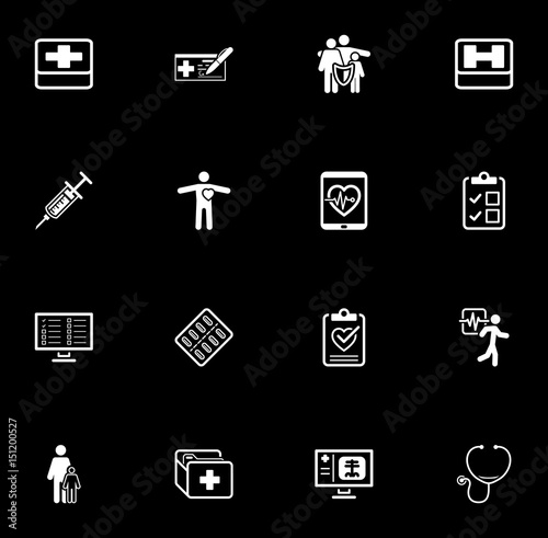 Medical and Health Care Icons Set. Flat Design.