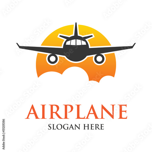 air plane logo, travel world logo with text space for your slogan / tag line, vector illustration