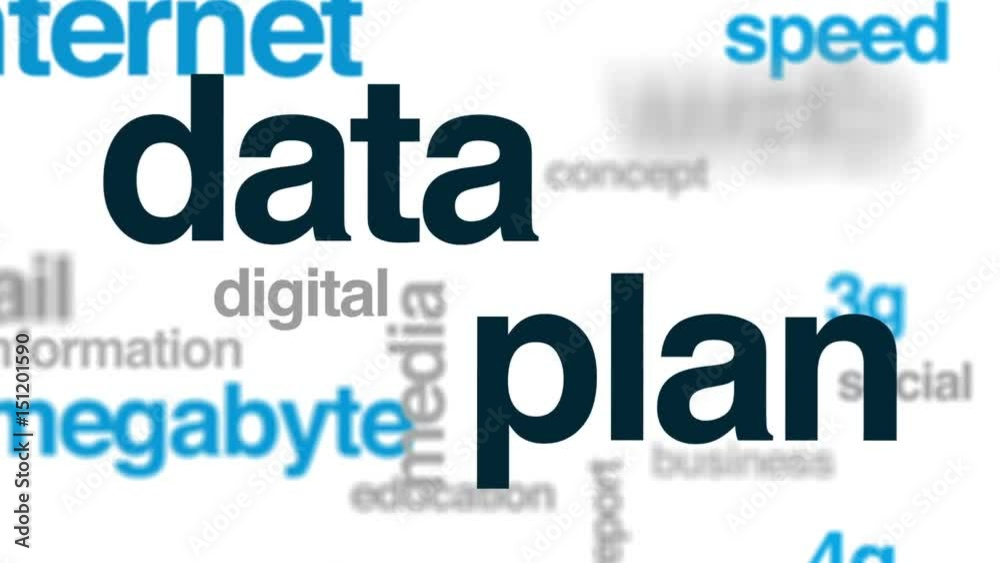 Data plan animated word cloud, text design animation.