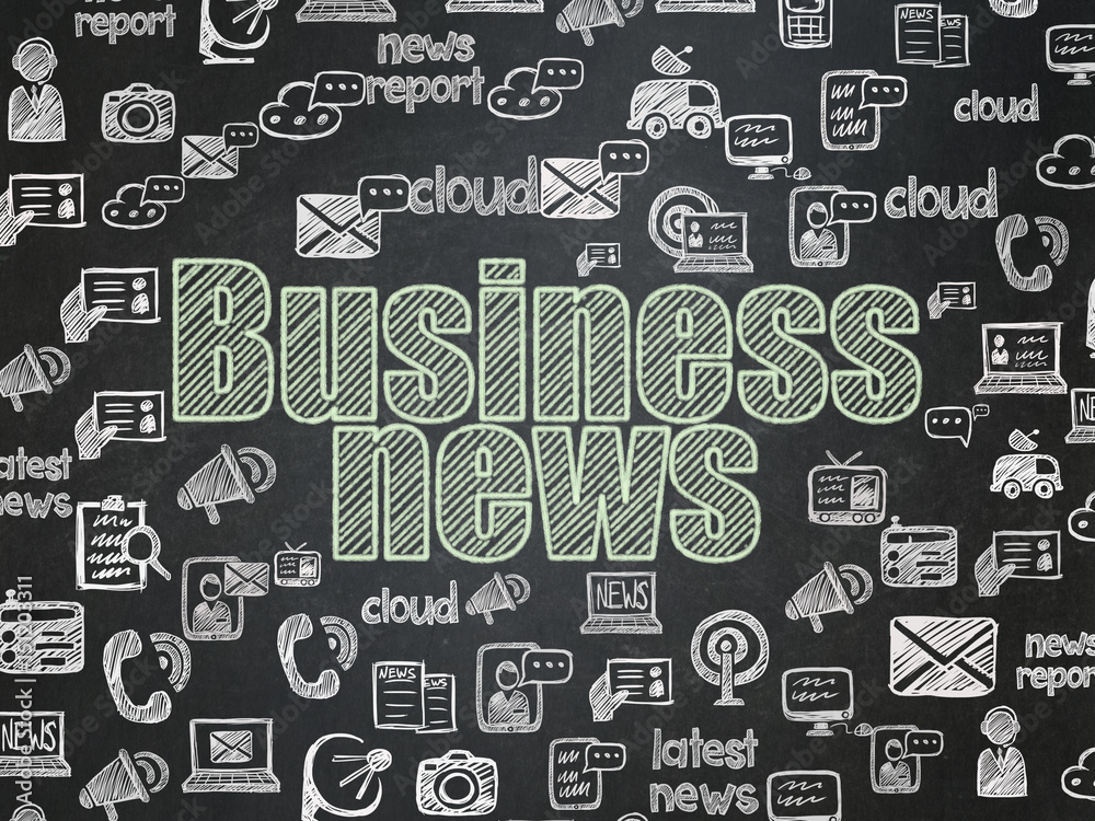 News concept: Business News on School board background