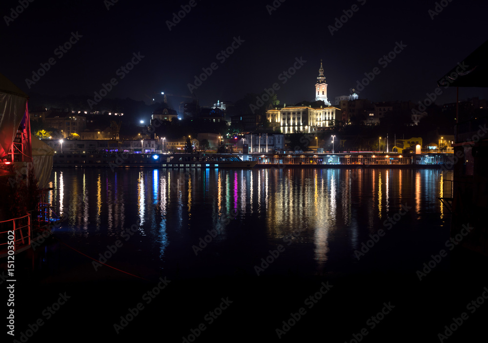 Night cityscape on the river
