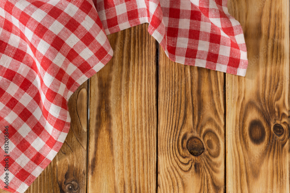 Obraz premium Background with empty wooden table with tablecloth