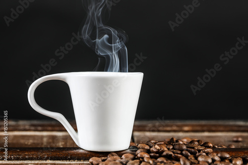 café, tasse à café, grains de café