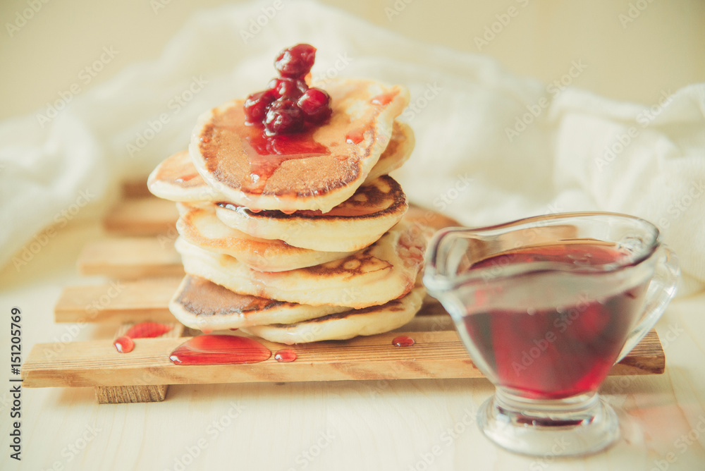 fresh hot pancakes isolated on a white