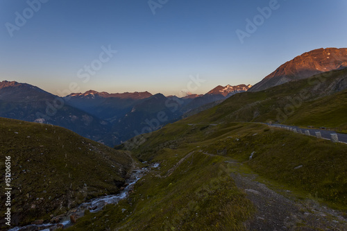 Sunrise over alpine road - Austria, Europe