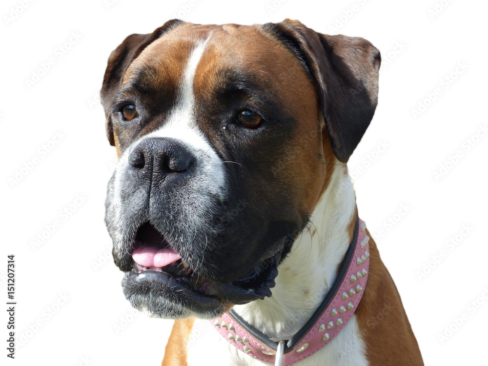 german Boxer Dog Face portrait looking alert