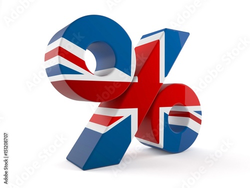 Percent symbol with UK flag