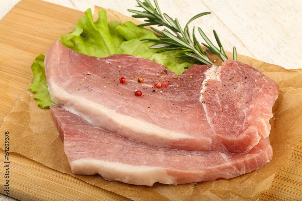 Raw pork steak