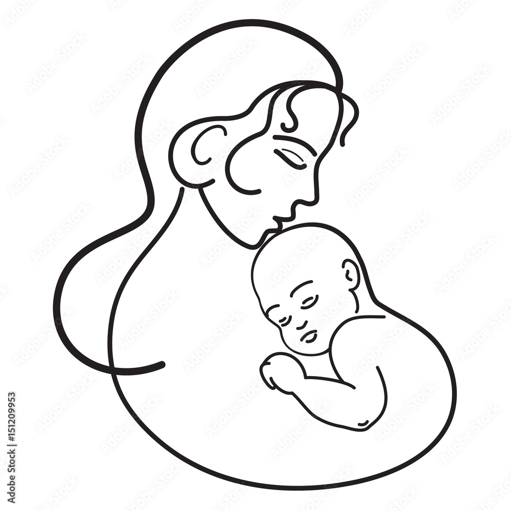 Mother and child. Happy Mothers day card.Vector illustration