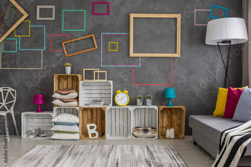 Home interior with diy regale