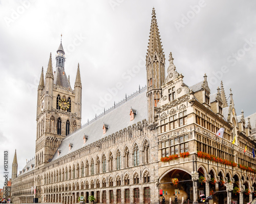 View on historical Lakenhal building in Ypres - Belgium photo