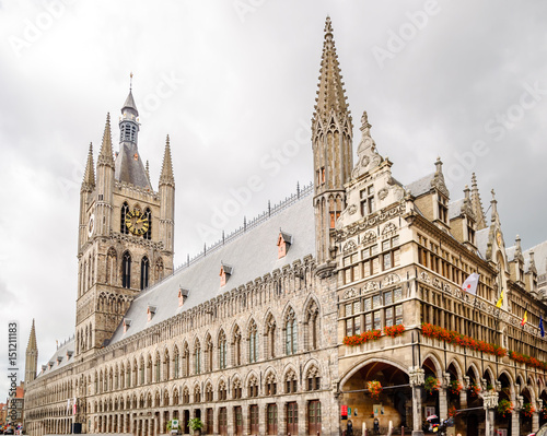 View on historical Lakenhal building in Ypres - Belgium