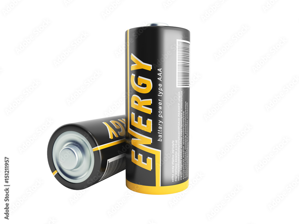 3D Illustration Batteries Image with clipping path no shadow 3D Illustration Batteries Image with clipping path no shadow