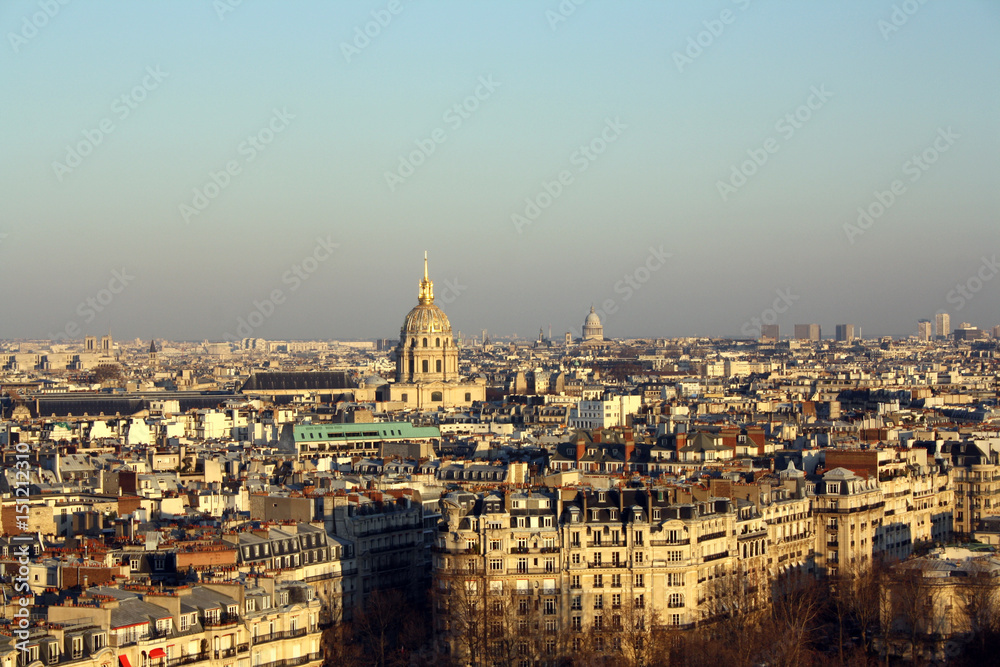 Aerial view of gold dome of the Invalides