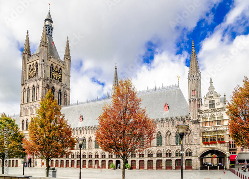 Canvas Print View on historical Lakenhal building in Ypres - Belgium