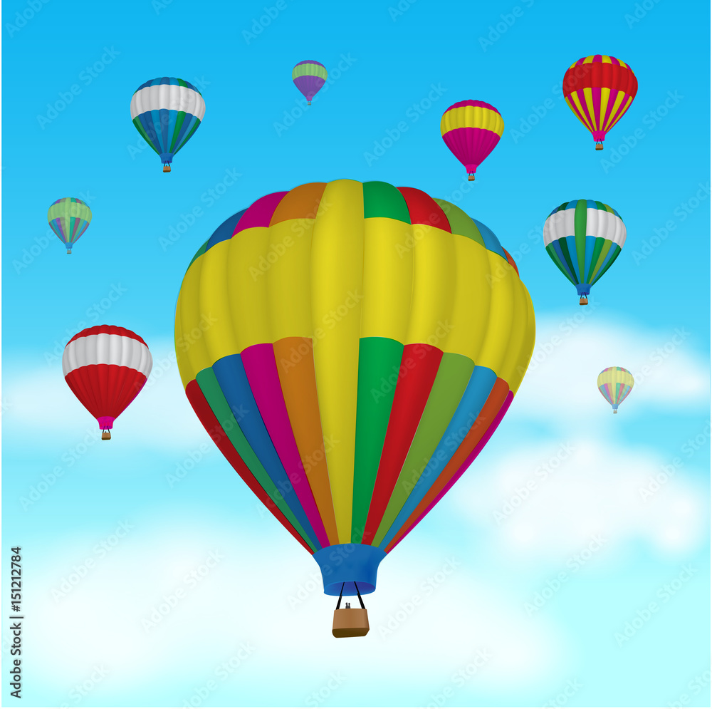 Naklejka premium Hot air balloon on Sky background