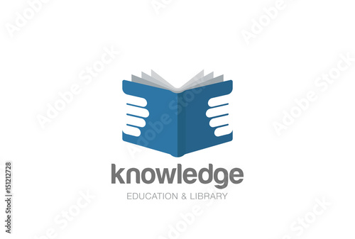 Open Book in Hands Logo design vector template Negative space style..Education Library Knowledge Logotype. Read Journal concept icon.