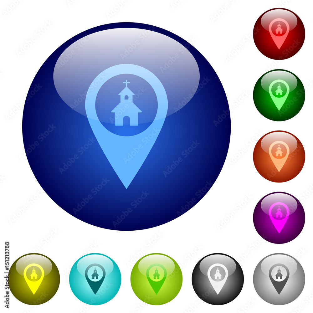 Church GPS map location color glass buttons Church GPS map location color glass buttons
