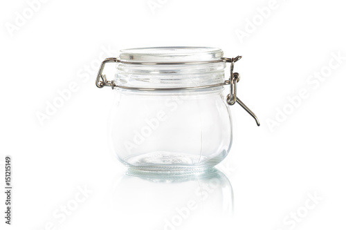 Empty glass cup on a white background