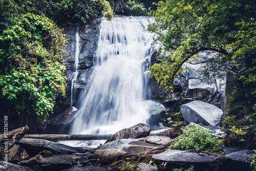 background Wallpaper nature Forest Hill Waterfall. thailand doi inthanon