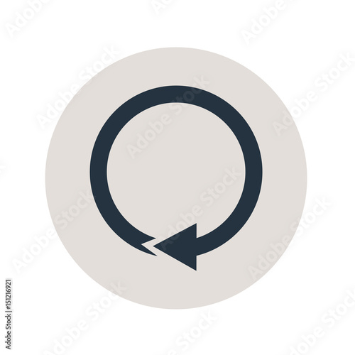 Icono plano flecha circular en circulo gris