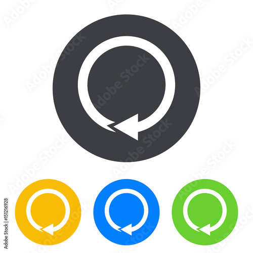 Icono plano flecha circular en circulo varios colores