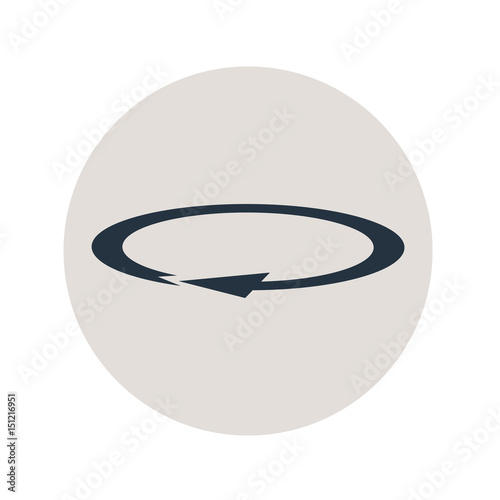 Icono plano flecha circular perspectiva en circulo gris
