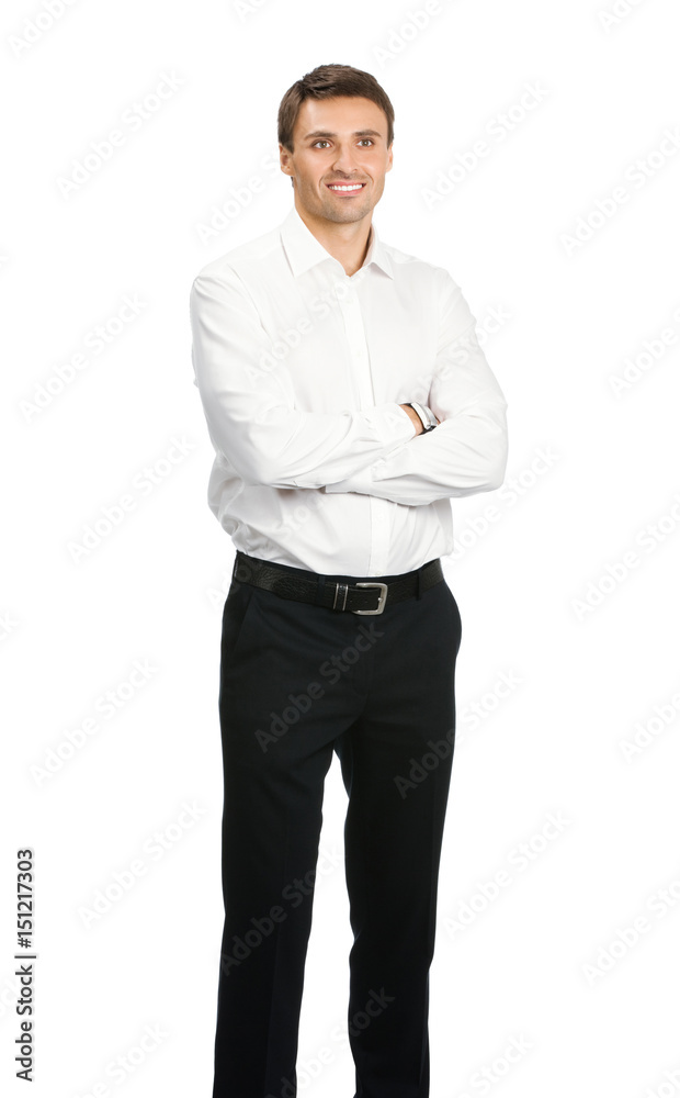 Full body portrait of happy business man, on white Full body portrait of happy business man, on white