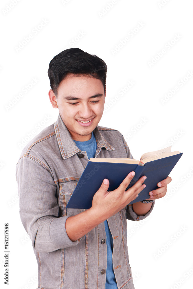 Male Asian Student Reading Book Male Asian Student Reading Book