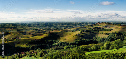 Vineyards and hills of Langhe (piedmont, Italy) from the panoramic terrace of Sinio