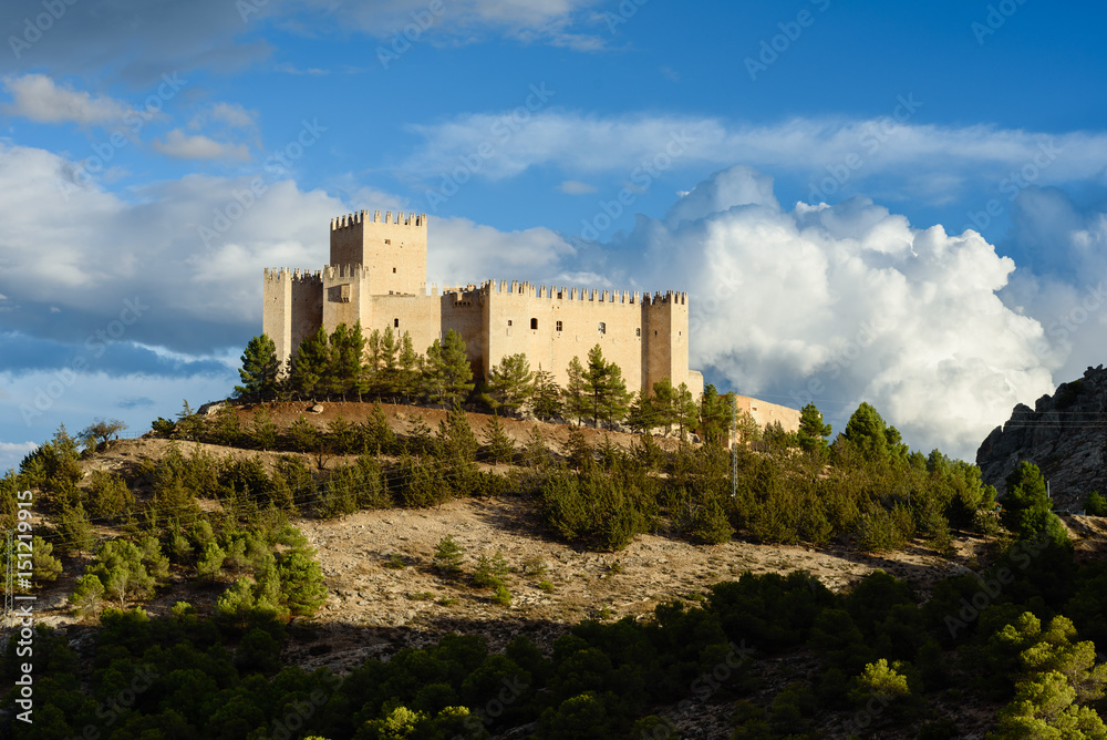 View of the castle, castillo de los Fajardo , Velez Blanco, Almeria Province, Andalucia, Spain, Western Europe.