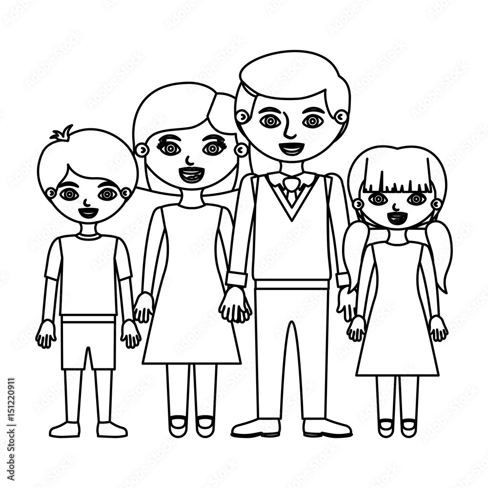 sketch silhouette family group with parents and children taken hands vector illustration sketch silhouette family group with parents and children taken hands vector illustration