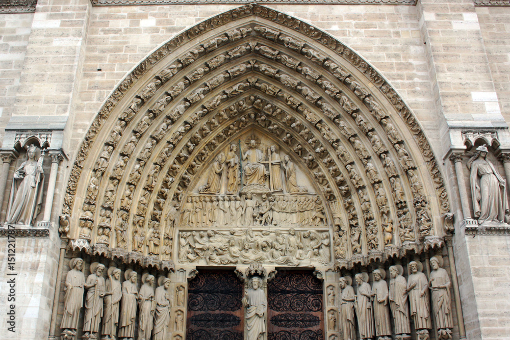 Entrance of the Notre Dame in Paris