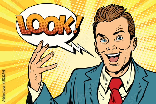 Active joyful speaker businessman look