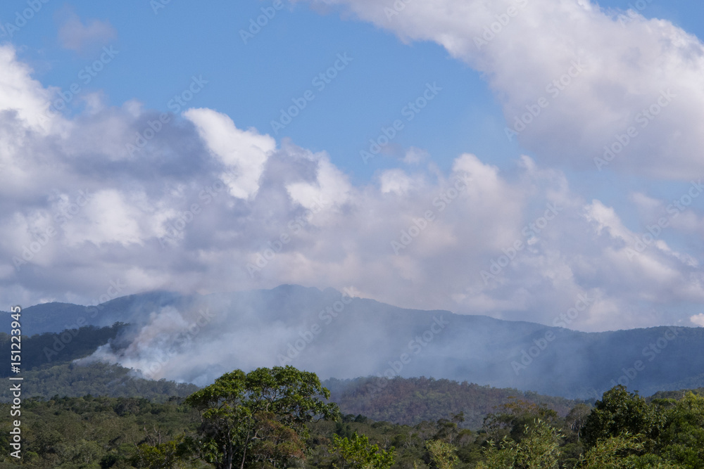 View of wildfire in the Davies Creek and Dinden National Parks